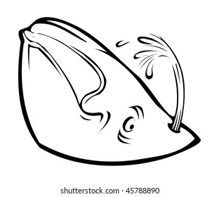 cartoon vector outline illustration whale spouting