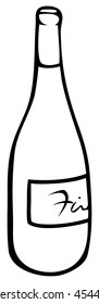 cartoon vector outline illustration wine bottle