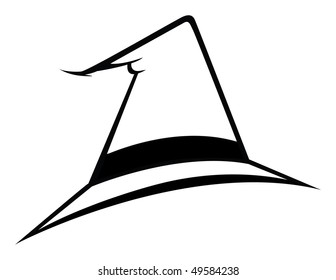 cartoon vector outline illustration witch hat