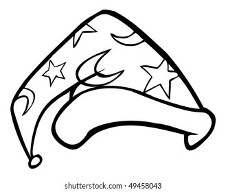 cartoon vector outline illustration wizard hat