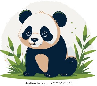 Vector de dibujos animados panda comiendo bambú
