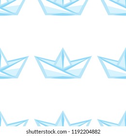 Cartoon vector paper boat seamless pattern