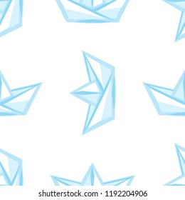 Cartoon vector paper boat seamless pattern