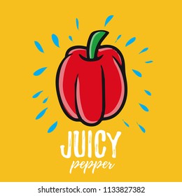 cartoon vector pepper illustration rough style logo icon with text "juicy pepper"