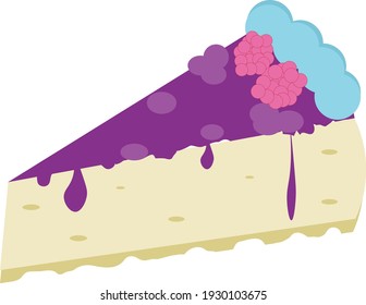 Cartoon Vector Piece Of Raspberry Cake Illustration Food - Bright And Tasty Cafe Dessert