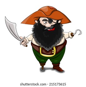 Cartoon vector pirate isolated on white