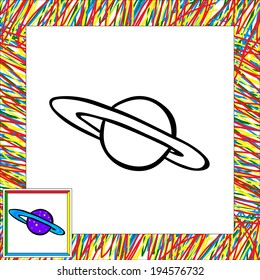 Cartoon vector planet (first). Coloring book