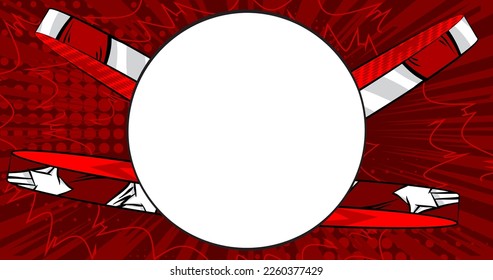 Cartoon, Vektorgrafik, Pop-Art Comics, Hintergrund. Leere Circle-Form auf Comic-Buchhintergrund. rote Illustration.