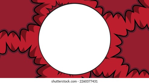 Cartoon vector pop art comics background. Blank Circle shape on Comic Book Background. Red Illustration.