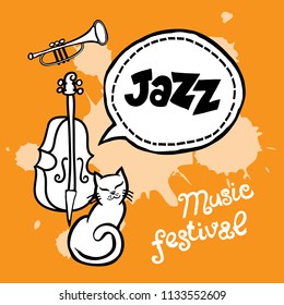 Cartoon vector poster for music festival.