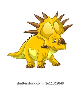 Cartoon Vector Prehistoric Dinosaur Styracosaurus