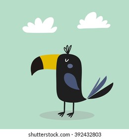 cartoon vector print of with toucan