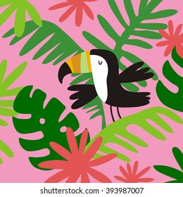 cartoon vector print of with toucan