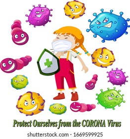 Cartoon Vector Protect Ourselves Corona Virus Stock Vector (Royalty ...