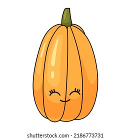 Cartoon vector pumpkin illustration. Vector drawing halloween. Kids party. Cute pumpkin
