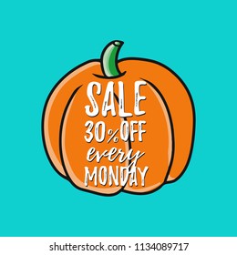 cartoon vector pumpkin illustration rough style with lettering text sale