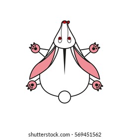 Cartoon vector rabbit. bunny top view