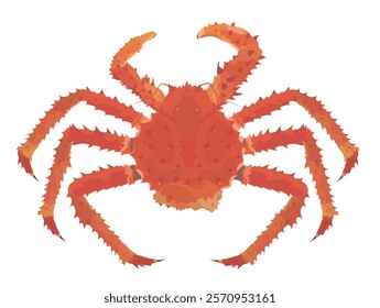 Cartoon vector red Alaskan King Crab isolated on white background. Sea food illustration.