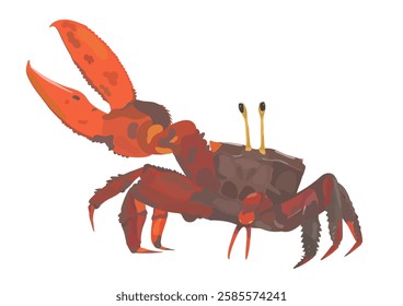 Cartoon vector red Crab isolated on white background. Sea life icon character illustration.
