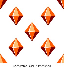 Cartoon vector red gem stone seamless pattern