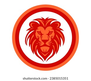 cartoon vector red lion king logo