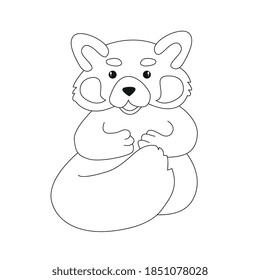 Cartoon vector Red Panda. Outline illustration.