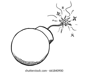 Cartoon vector of retro bomb with its safety fuse burning