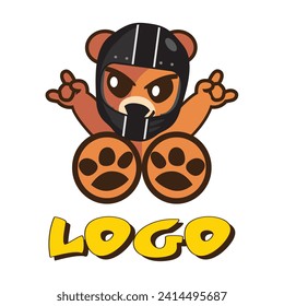 Cartoon Vektorgrafik Rider Logo Design. Tierlogo-Design, Cartoon-Zeichen-Logo.