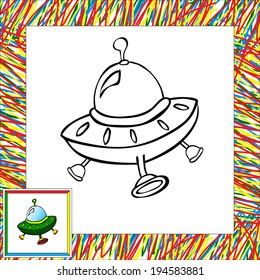 Cartoon vector rocket (fourth). Coloring book