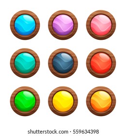 Cartoon Vector Round Buttons Set Colorful Stock Vector (Royalty Free ...