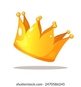Cartoon vector royal golden crown design isolated on white background.