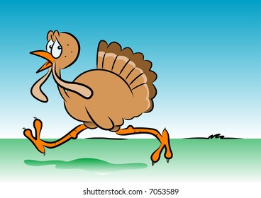 Cartoon vector of a running turkey