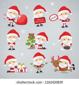 Cartoon vector Santa Claus Collection of Christmas 