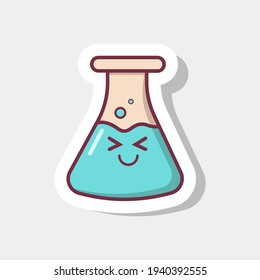 cartoon vector science chemistry bottle, cute illustration style sticker design