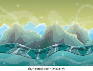 cartoon vector sea background with separated layers for game art and animation game design asset in 2d graphic