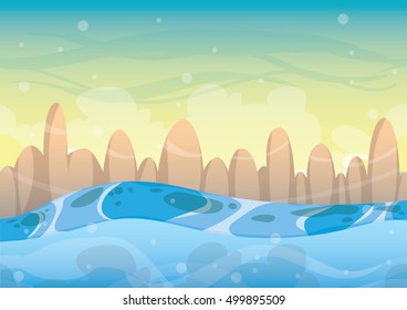 cartoon vector sea background with separated layers for game art and animation game design asset in 2d graphic