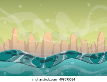 cartoon vector sea background with separated layers for game art and animation game design asset in 2d graphic