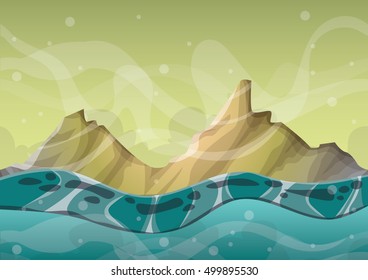 cartoon vector sea background with separated layers for game art and animation game design asset in 2d graphic