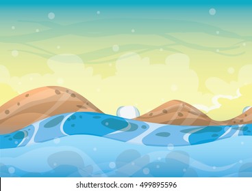 cartoon vector sea background with separated layers for game art and animation game design asset in 2d graphic
