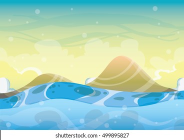cartoon vector sea background with separated layers for game art and animation game design asset in 2d graphic