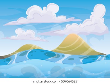 cartoon vector sea background with separated layers for game art and animation game design asset in 2d graphic