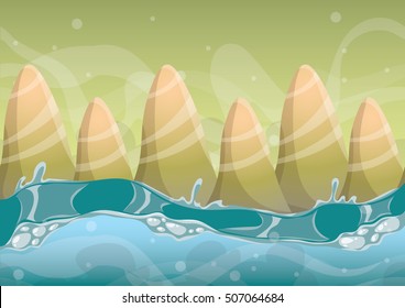 cartoon vector sea background with separated layers for game art and animation game design asset in 2d graphic