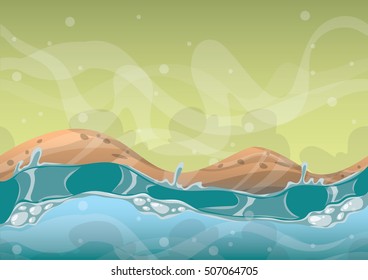 cartoon vector sea background with separated layers for game art and animation game design asset in 2d graphic