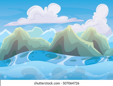 cartoon vector sea background with separated layers for game art and animation game design asset in 2d graphic