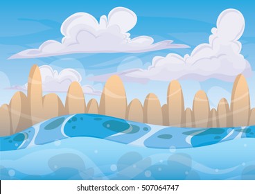cartoon vector sea background with separated layers for game art and animation game design asset in 2d graphic