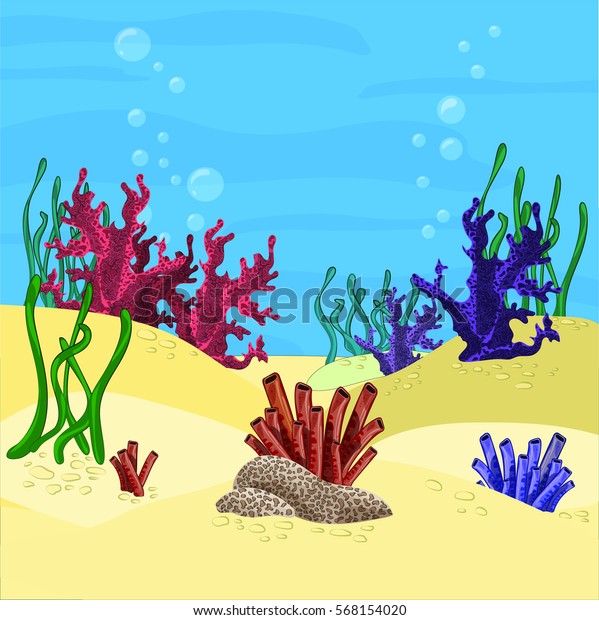 Cartoon Vector Sea Coral Reef Background Stock Vector (Royalty Free