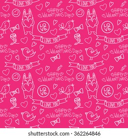 Cartoon vector seamless pattern. Happy Valentine's Day!