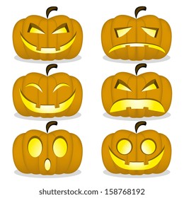 Cartoon Vector Set Of Different Funny Pumpkins