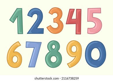 Cartoon vector set with different numbers on a light background