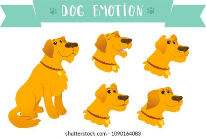 Cartoon vector set of dogs emotion